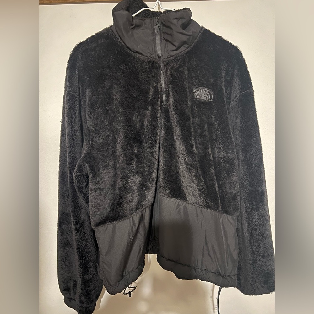 The North Face Black Charcoal Fleece half zip Sherpa Jacket